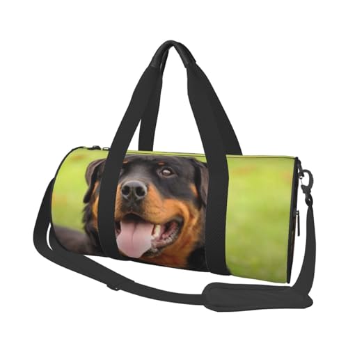 Rottweiler Reisetasche, Reisetasche, mit Tasche und verstellbarem Riemen, große Sporttasche, modische Yoga-Tasche für Damen und Herren, Schwarz , Einheitsgröße von ZaKhs