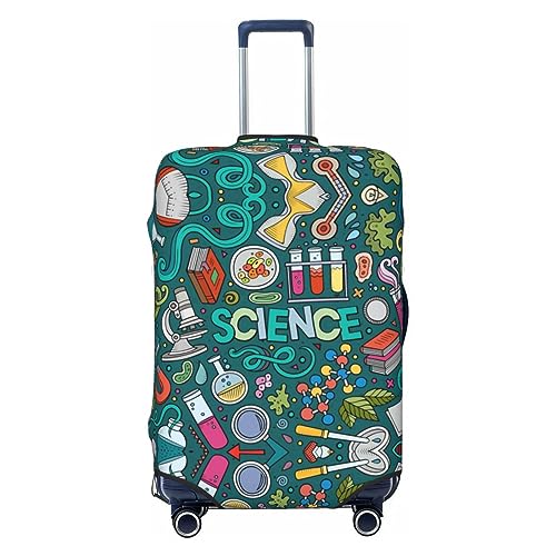 ZaKhs Cartoon Science Theme Print Gepäckhüllen für Männer und Frauen Elastische Kofferabdeckungen Trolley Case Schutzhülle, Schwarz , S von ZaKhs