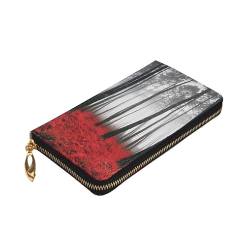 ZaKhs Mysterious Fantasy Woodland Print Damen Geldbörse Leder Reißverschluss Münzbörse Groß Kartenetui Brieftasche für Urlaub Geschenk, Schwarz , Einheitsgröße von ZaKhs