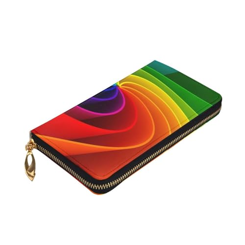 ZaKhs Rainbow Swirl Print Damen Geldbörse Leder Reißverschluss Münzbörse Groß Kartenetui Brieftasche für Urlaub Geschenk, Schwarz , Einheitsgröße von ZaKhs