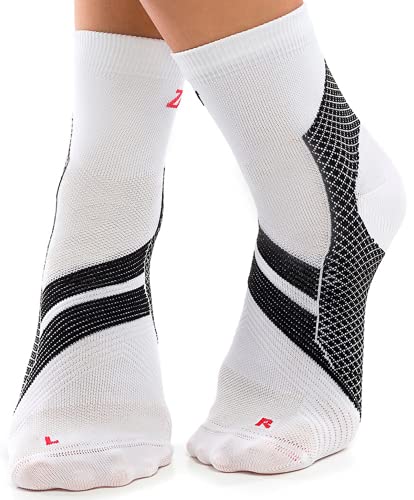 ZaTech Plantarfasziitis Socken, Kompressions Socken, unterstützt Ferse, Knöchel und Fußgewölbe,für bessere Durchblutung, reduziert Fußschwellungen & Schmerzen. (Weiß/Schwarz, L, 41-43) von ZaTech