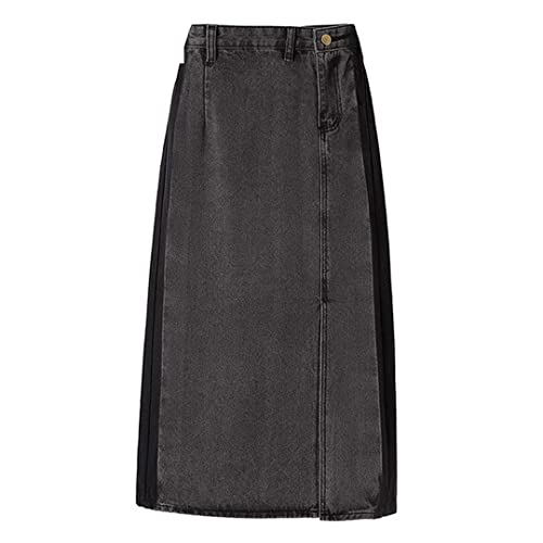 Zadaos Patchwork Color Blocking Asymmetrischer Schlitz Midi Lang Denim Rock Y2k Hohe Taille Gerade Jeans Rock, Schwarz , 48 Zadaos Patchwork Color Blocking Asymmetrischer Schlitz Midi Lang Denim Rock Y2k Hohe Taille Gerade Jeans Rock, Schwarz , 48 von Zadaos