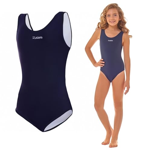 Zagano Badeanzug Mädchen 7003 - badeanzüge für Mädchen -swimsuite for Girls - Bademode für Mädchen, Badeanzug Kinder UV-beständig Schwimmanzug Kinder blau Gr. 152 von Zagano Adam Lipski