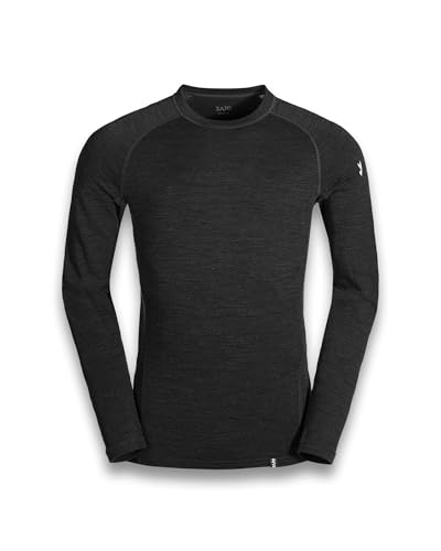 Zajo Bergen Merino Longsleeve Herren - Langarmshirt aus Merinowolle & Bambus - Warm & Atmungsaktiv - für Wandern, Outdoor, Camping - Schwarz, L Zajo Bergen Merino Longsleeve Herren - Langarmshirt aus Merinowolle & Bambus - Warm & Atmungsaktiv - für Wandern, Outdoor, Camping - Schwarz, L von Zajo