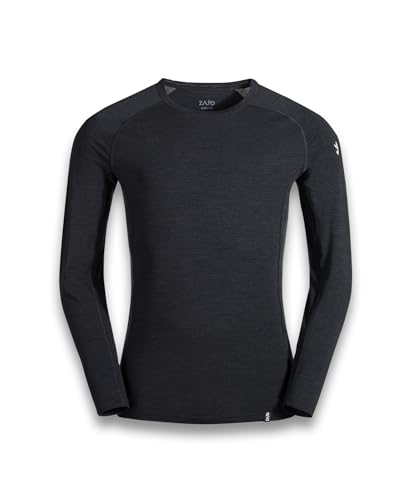 Zajo Bjorn Merino Longsleeve Herren - Langarmshirt aus Merinowolle - Atmungsaktiv & Geruchsneutral - für Wandern, Outdoor, Camping - Schwarz, S Zajo Bjorn Merino Longsleeve Herren - Langarmshirt aus Merinowolle - Atmungsaktiv & Geruchsneutral - für Wandern, Outdoor, Camping - Schwarz, S von Zajo