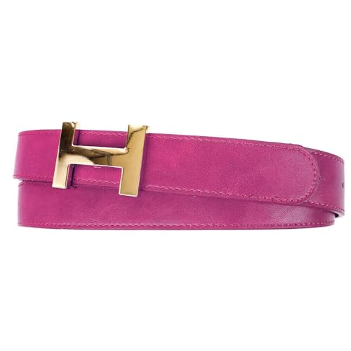 Zakatte • Damen Gürtel aus Kunstleder mit H-Schnalle Hüftgürtel Taillengürtel BS058 (105 cm, Fuchsia-Gold) von Zakatte