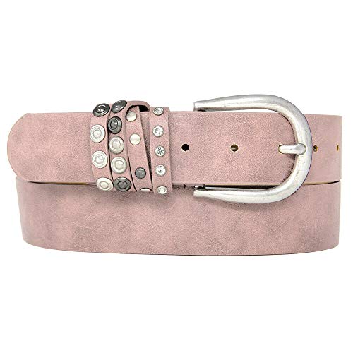 Zakatte • Damen schlichter Gürtel aus Kunstleder mit Strass BS043 (Rosa, 80 cm) von Zakatte