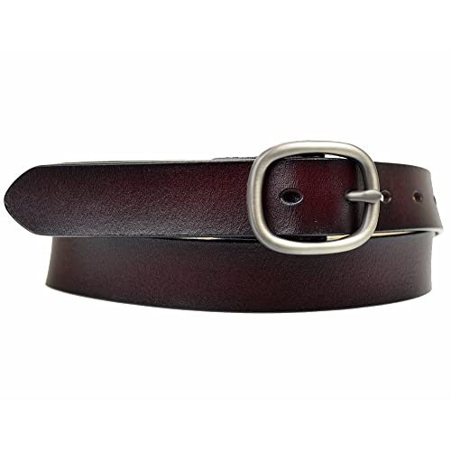 Zakatte • Schlichter Damen Gürtel aus Leder Schmaler Hüftgürtel Taillengürtel Ledergürtel BS063 (Bordeaux, 100 cm) von Zakatte