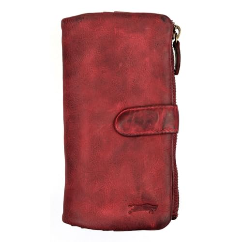 Zakatte • VEN-Tomy • Damen Geldbörse aus Leder Handgefertigt Brieftaschen Portemonnaie VT911 (Rot) von Zakatte