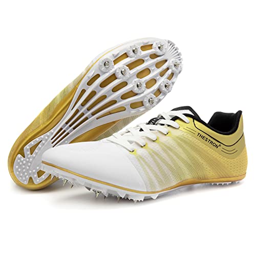 Zakey Leichtathletik-Schuhe für Herren, Damen, Kinder, Spikes, Sneaker, Rennsport, Sneaker, Mädchen, professionelle Lauf-Nagelspitzen, Schuhe für Jungen, Whitegold, 38.5 EU von Zakey