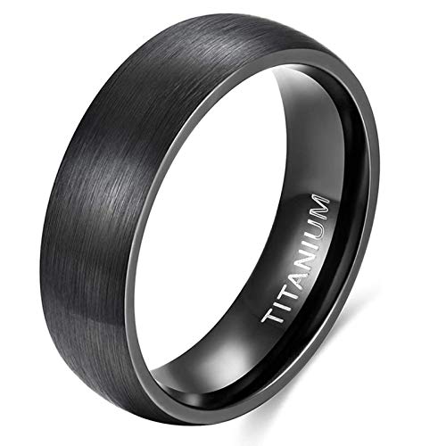 Zakk Ring Damen Herren Schwarz Titan Eheringe Partnerringe Trauringe Verlobungsringe Gebürsteter Komfort Fit 6mm 8mm (Schwarz-6mm, 57 (18.1)) von Zakk