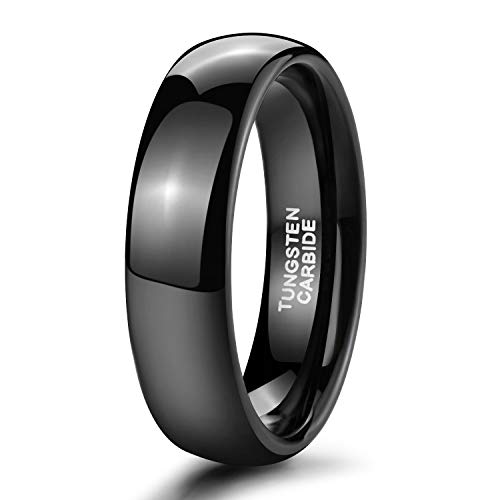 Zakk Ringe Damen Herren Schwarz Wolfram Schmal Schlicht Poliert Ring Verlobungsringe Eheringe Partnerringe 2mm 4mm 6mm 8mm (6mm, 72 (22.9)) von Zakk