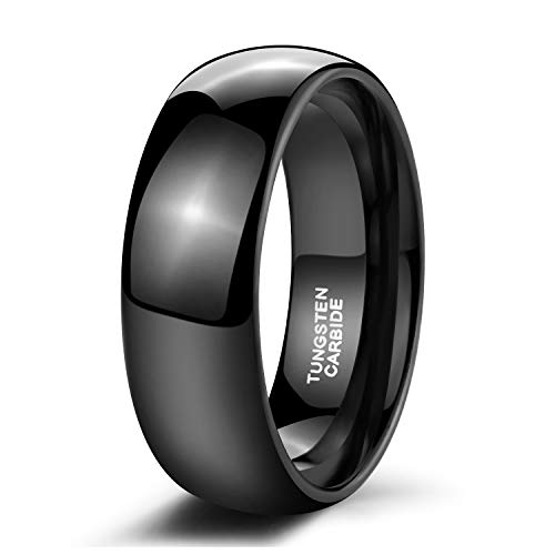 Zakk Ringe Damen Herren Schwarz Wolfram Schmal Schlicht Poliert Ring Verlobungsringe Eheringe Partnerringe 2mm 4mm 6mm 8mm (8mm, 60 (19.1)) von Zakk