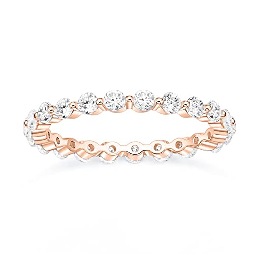 Zakk Damen Eternity Ring Rosegold Gold Silber 925 Zirkonia Volle Ewigkeitsringe Vorsteckring Schmal Verlobungsringe Eheringe Trauringe Memoire Ringe (Rosegold,47 (15.0)) von Zakk