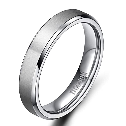 Zakk Damen Herren Ringe Titan Silber Matt Gebürstet Verlobungsring Partnerring Eheringe Trauringe 4mm 6mm 8mm 10 mm Breit (4mm,48 (15.3)) von Zakk