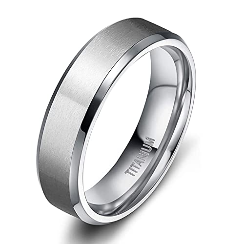 Zakk Damen Herren Ringe Titan Silber Matt Gebürstet Verlobungsring Partnerring Eheringe Trauringe 4mm 6mm 8mm 10 mm Breit (6mm,62 (19.7)) von Zakk