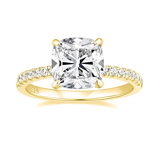 Zakk Damen Ringe Verlobungsring Silber 925 Zirkonia Solitärring Partnerringe Eheringe Trauringe Freundschaftsringe Hochzeitsringe Versprechen Ring (Gelbgold,62 (19.7)) von Zakk