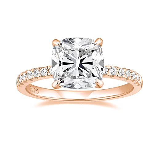 Zakk Damen Ringe Verlobungsring Silber 925 Zirkonia Solitärring Partnerringe Eheringe Trauringe Freundschaftsringe Hochzeitsringe Versprechen Ring (Rosegold,62 (19.7)) von Zakk