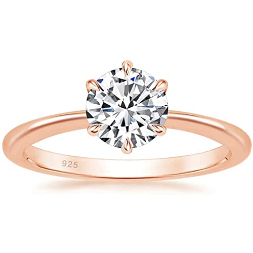 Zakk Damen Solitärringe Silber 925 Zirkonia Verlobungsringe Trauringe Eheringe Antragsring Hochzeitsringe (Rosegold,52 (16.6)) von Zakk