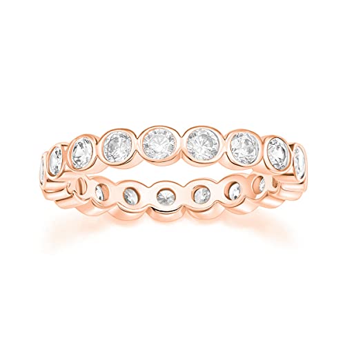 Zakk Eternity Ring Damen Ewigkeitsringe Vorsteckring 4mm Schmal Zirkonia Verlobungsringe Eheringe Trauringe Memoire Ringe (Rosegold,52 (16.6)) von Zakk