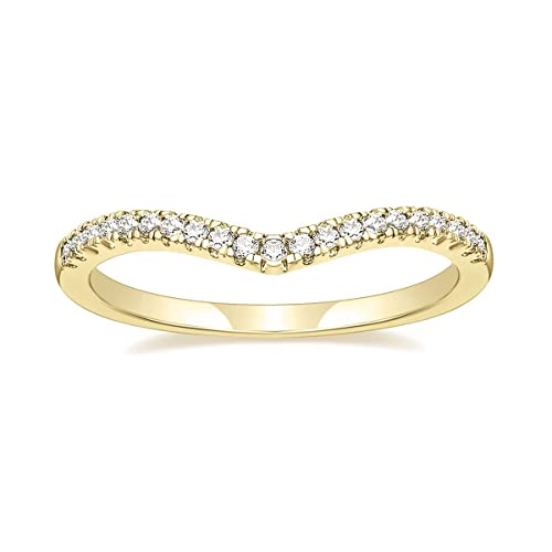 Zakk Eternity Ring Damen Silber Vorsteckring Schmal V-Form Zirkonia Verlobungsringe Eheringe Trauringe Freundschaftsringe (Gelbgold,48 (15.3)) von Zakk