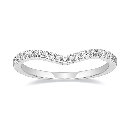 Zakk Eternity Ring Damen Silber Vorsteckring Schmal V-Form Zirkonia Verlobungsringe Eheringe Trauringe Freundschaftsringe (Silber,65 (20.7)) von Zakk