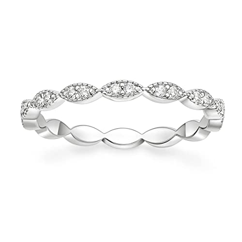 Zakk Eternity Ring Damen Vorsteckring Rosegold Silber Schmal Ewigkeitsringe Zirkonia Oval Milgrain Verlobungsringe Eheringe Trauringe (Silber,65 (20.7)) von Zakk