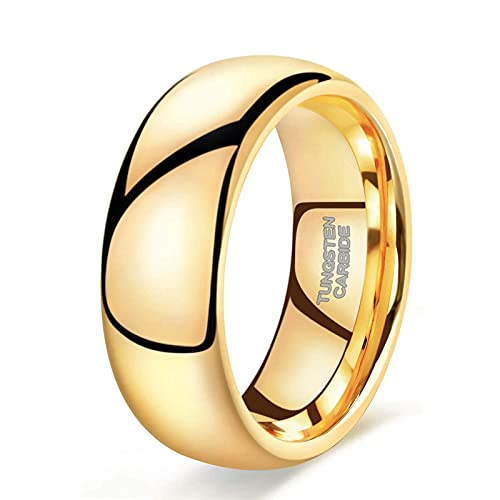 Zakk Ring Damen Herren 2mm 4mm 6mm 8mm Gelbgold Wolfram Poliert Schmal Ringe Verlobungsringe Ehering Hochzeitsband (8mm, 60 (19.1)) von Zakk