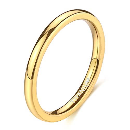 Zakk Ring Damen Herren 2mm 4mm 6mm Titan Poliert Schmal Ringe Verlobungsringe Ehering Hochzeitsringe (Gold-2mm, 57 (18.1)) von Zakk