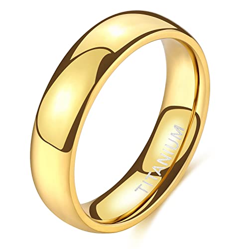 Zakk Ring Damen Herren 2mm 4mm 6mm Titan Poliert Schmal Ringe Verlobungsringe Ehering Hochzeitsringe (Gold-6mm, 52 (16.6)) von Zakk