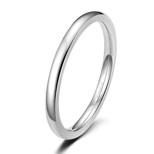 Zakk Ring Damen Herren 2mm 4mm 6mm Titan Poliert Schmal Ringe Verlobungsringe Ehering Hochzeitsringe (Silber-2mm, 58 (18.5)) von Zakk