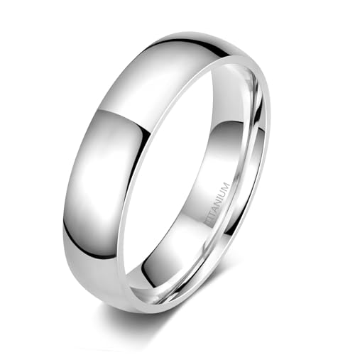Zakk Ring Damen Herren 2mm 4mm 6mm Titan Poliert Schmal Ringe Verlobungsringe Ehering Hochzeitsringe (Silber-6mm, 65 (20.7)) von Zakk