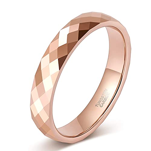 Zakk Ring Damen Herren Rosegold Schwarz Wolfram Schmal 4mm Breit Facetten Poliert Verlobungsringe Eheringe Partnerringe (Rosegold,52 (16.6)) von Zakk