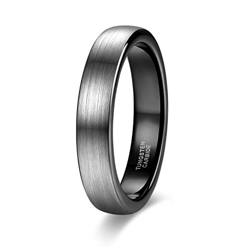 Zakk Ring Herren Damen 4mm Wolfram Verlobungsring Trauringe Ehering Partnerringe Gebürstet Schwarz Blau Größe 47 bis 69 (Schwarz,47 (15.0)) von Zakk