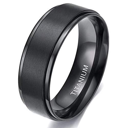 Zakk Ring Herren Damen Titan Verlobungsringe Eheringe Trauringe Schwarz Gebürstet 4mm 6mm 8mm(Schwarz-8mm, 53 (16.9)) von Zakk