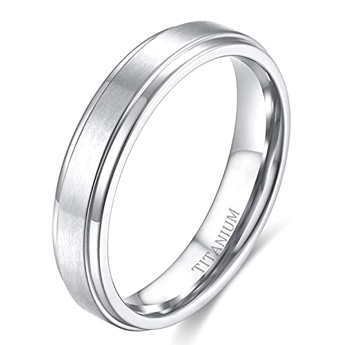 Zakk Ring Herren Damen Titan Verlobungsringe Eheringe Trauringe Silber Gebürstet 4mm 6mm 8mm(Silber-4mm, 62 (19.7)) von Zakk