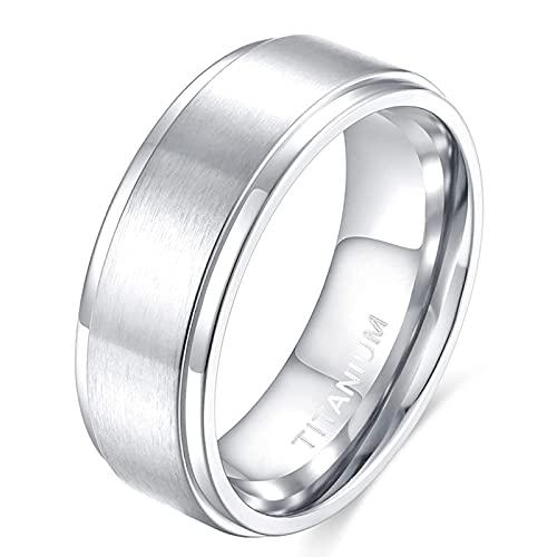 Zakk Ring Herren Damen Titan Verlobungsringe Eheringe Trauringe Silber Gebürstet 4mm 6mm 8mm(Silber-8mm, 54 (17.2)) von Zakk