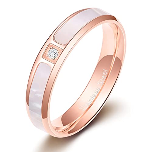 Zakk Ringe Damen Herren Rosegold Edelstahl Zirkonia Schaleneinlage Verlobungsringe Eheringe Partnerringe Trauringe 5.5mm 5.5mm (5.5mm,49 (15.6)) von Zakk