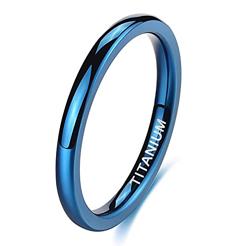 Zakk Ringe Herren Damen Titan Blau Schmal Vorsteckring Poliert Verlobungsring Ehering Partnerringe Trauringe 2mm 4mm (2mm,67 (21.3)) von Zakk