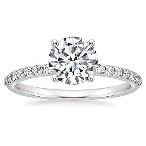 Zakk Verlobungsring Damen Ringe Silber Solitaire Ring Runden Zirkonia 1,25 Karat Versprechen Antragsring Eheringe (49 (15.6)) von Zakk