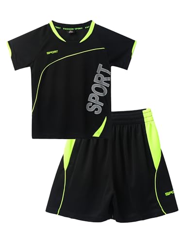 Zaldita Kinder Jungen Trainingsanzug Sportanzug Kurzarm Sportshirt mit Loose Fit Sportshorts Set für Fußball Basketball Fitness Freizeit Outfits von Zaldita