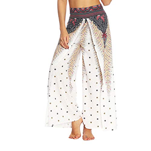 Zaldita Damen Tanzhose Lang Pumphose Hohe Taille Haremshose Loose Fit Pluderhose Hippiehose Yoga Boho Fitness Tanzkleidung A Weiß S von Zaldita