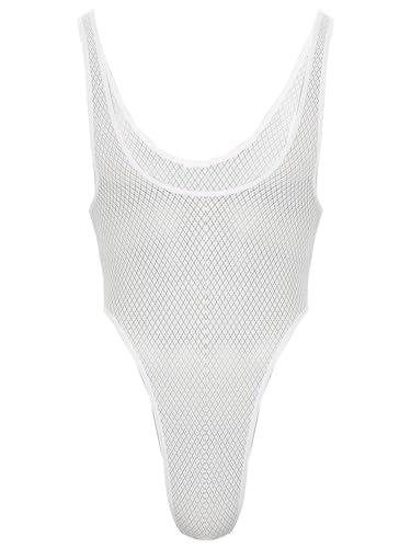 Zaldita Herren Body Overall Einteiler Sissy Transparent Bodysuit Spitzen Bodybuilding Stringbody Dessous Unterwäsche Nactclub Weißer Diamant L von Zaldita