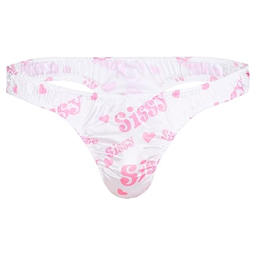 Zaldita Herren Sissy Shorts Crossdresser Slips Satin Untershorts String Tanga Bikini Briefs Dessous Rüschen Unterwäsche Ja Rosa Buchstaben L von Zaldita