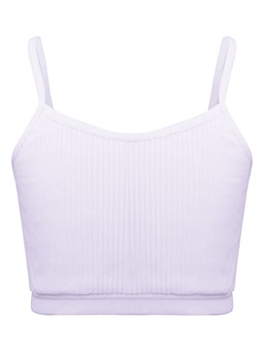 Zaldita Kinder Mädchen Sport Bra Bauchfrei Oberteiler Spaghettiträger Top Weste Unterhemd Untershirt Fitness Training Joggen Hell Lila 128-140 von Zaldita