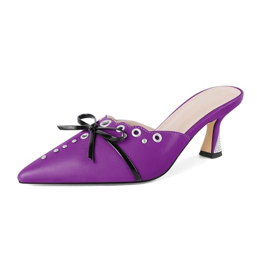Zamikoo Bow Mules für Frauen Absatzhöhe Slip on Schuhe Chic Einfachheit 6.5cm für Hochzeit Büro Party Geschlossener Spitze Lila EU38 Zamikoo Bow Mules für Frauen Absatzhöhe Slip on Schuhe Chic Einfachheit 6.5cm für Hochzeit Büro Party Geschlossener Spitze Lila EU38 von Zamikoo