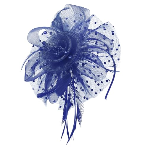 Haarschmuck für Damen, Fascinator für Damen, Haarspange, Haarband, Hochzeits-Haarschmuck für Damen, Fascinator, Hüte und Mützen, Kopfbedeckungen, Fascinatoren, Hochzeitshaarband, Marineblau, von Zando