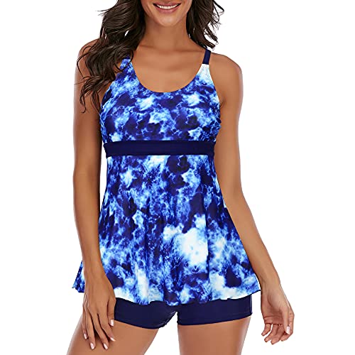 Tankini Damen Bauchweg Tankinis für Damen Tankini Damen Große Größen Tankini Oberteil Tankini Große Größen Tankini Damen Set Tankini Oberteil Damen Einzeln Blaue Krawattenfärbung 3XL von Zando