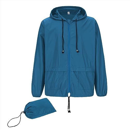 Zando Fahrrad Regenbekleidung Regenjacke Herren Wasserdicht Atmungsaktiv Windbreaker Herren Leichte Regenjacke Herren Blau 2XL von Zando