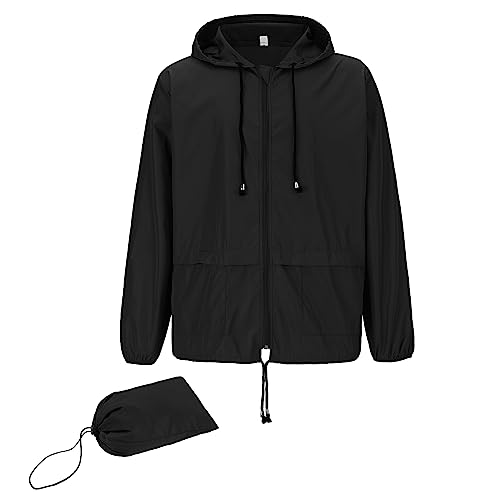 Zando Fahrrad Regenbekleidung Regenjacke Herren Wasserdicht Atmungsaktiv Windbreaker Herren Leichte Regenjacke Herren Schwarz L von Zando